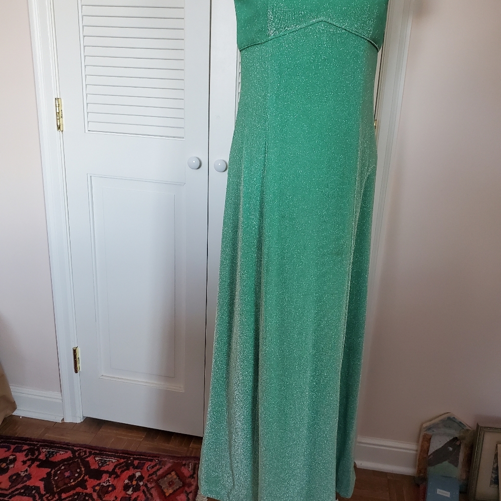 Aqua lame evening dress, vintage, cosplay.